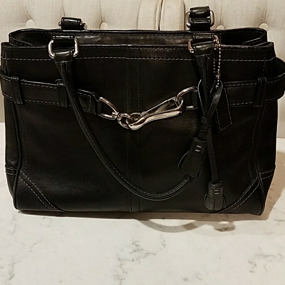 Black Leather Coach Handbag